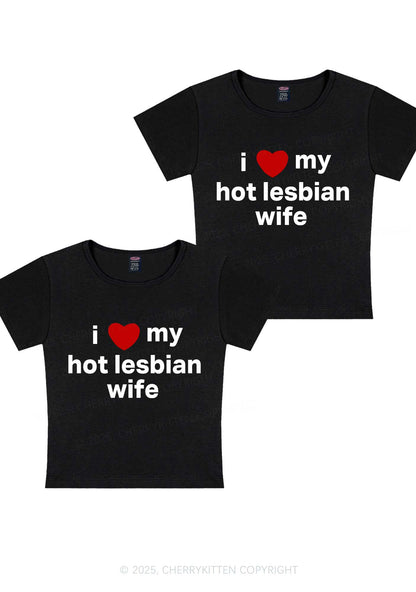Love My Hot Lesbian Wife Y2K Valentine's Day Baby Tee Cherrykitten