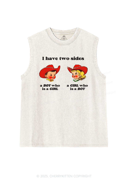 I Have Two Sides Pride Y2K Washed Muscle Tank Cherrykitten