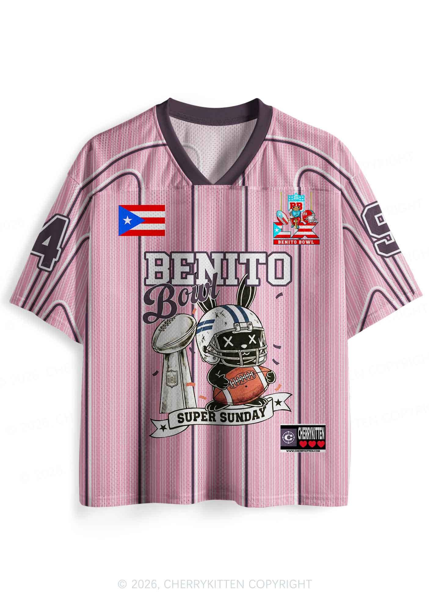 Pink Stripes Bunny Y2K Sport Jersey Shirts Cherrykitten