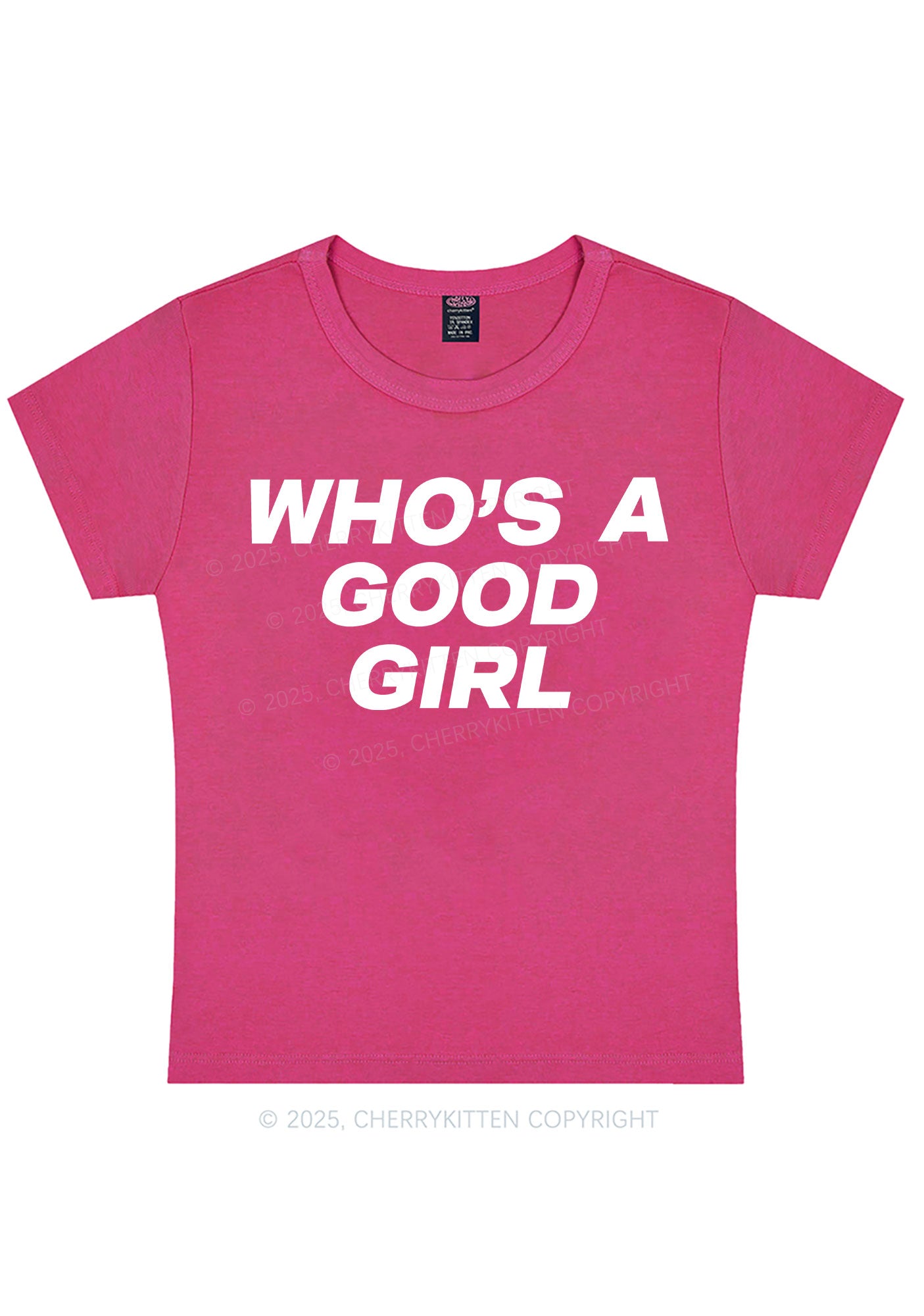 Curvy Whos A Good Girl Y2K Baby Tee Cherrykitten