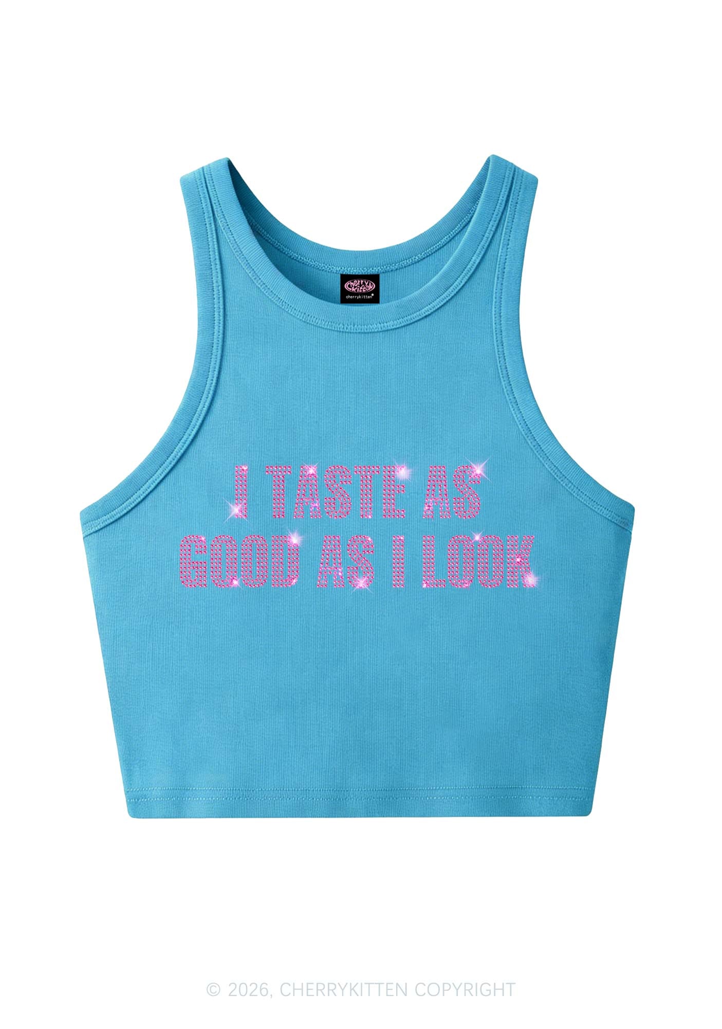 Rhinestone Taste Good Y2K Crop Tank Top Cherrykitten