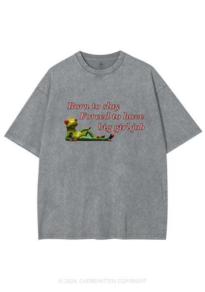 Forced To Have Big Girl Job Y2K Washed Tee Cherrykitten