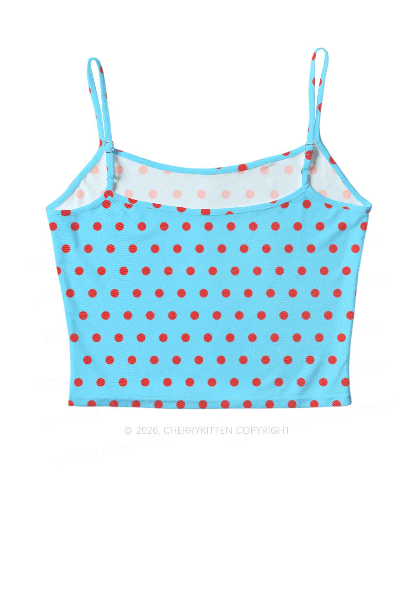 Red Dots On Blue Y2K Mesh Cami Tank Cherrykitten