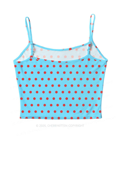 Red Dots On Blue Y2K Mesh Cami Tank Cherrykitten