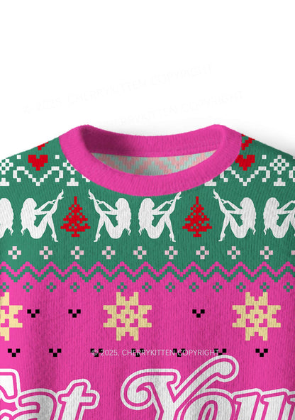 Eat Your Girl Out Pride Y2K Christmas Knit Sweatshirt Cherrykitten