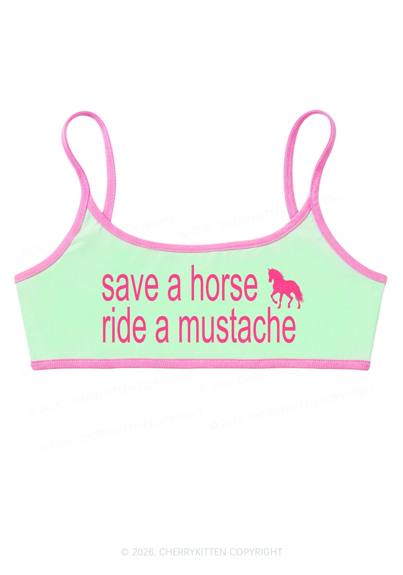 Ride A Mustache Y2K Super Crop Cami Cherrykitten