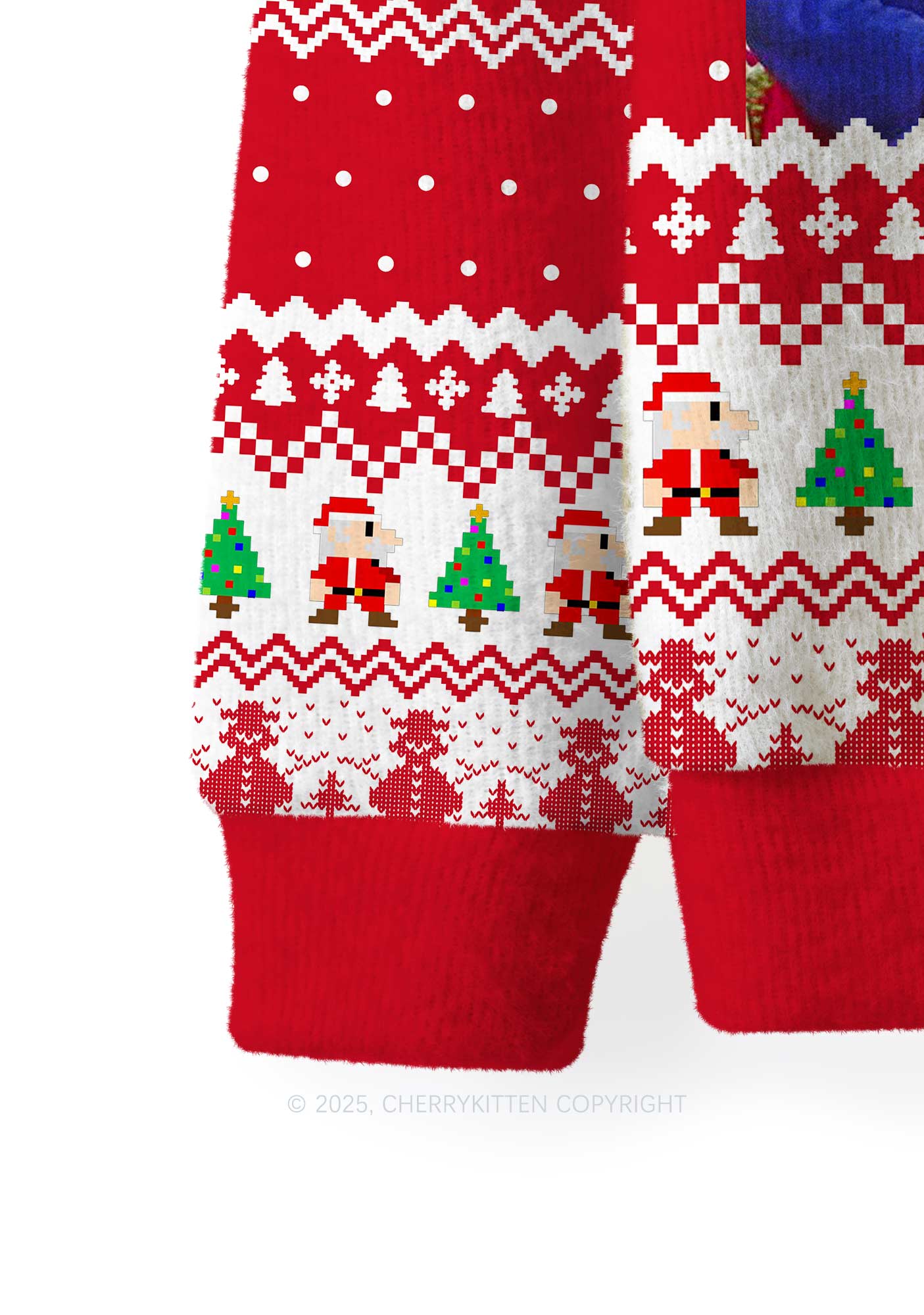 Super Santa Y2K Christmas Knit Sweatshirt Cherrykitten