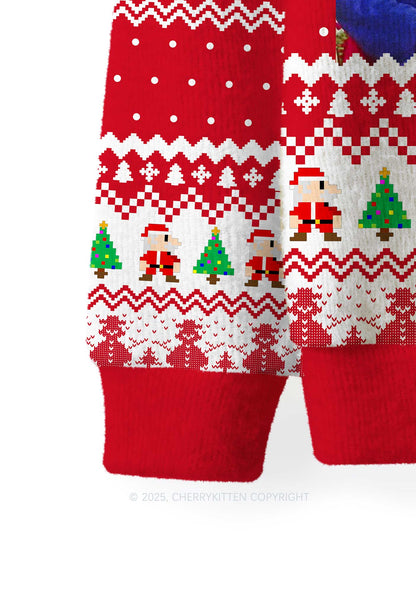Super Santa Y2K Christmas Knit Sweatshirt Cherrykitten