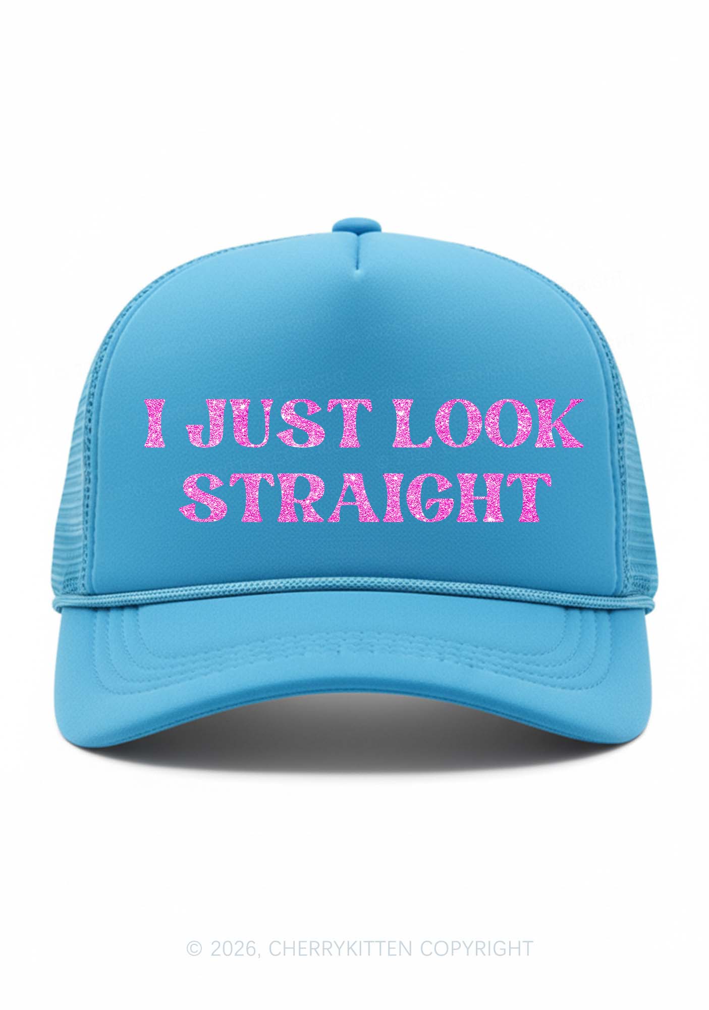 Glitter I Just Look Straight Pride Y2K Trucker Hat Cherrykitten