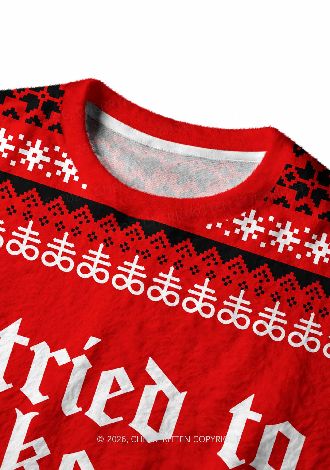 Halloween Choke Demons They Liked Y2K Christmas Knit Sweatshirt Cherrykitten