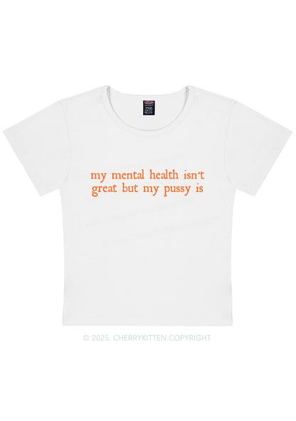 Curvy Great Mental Health Y2K Baby Tee Cherrykitten