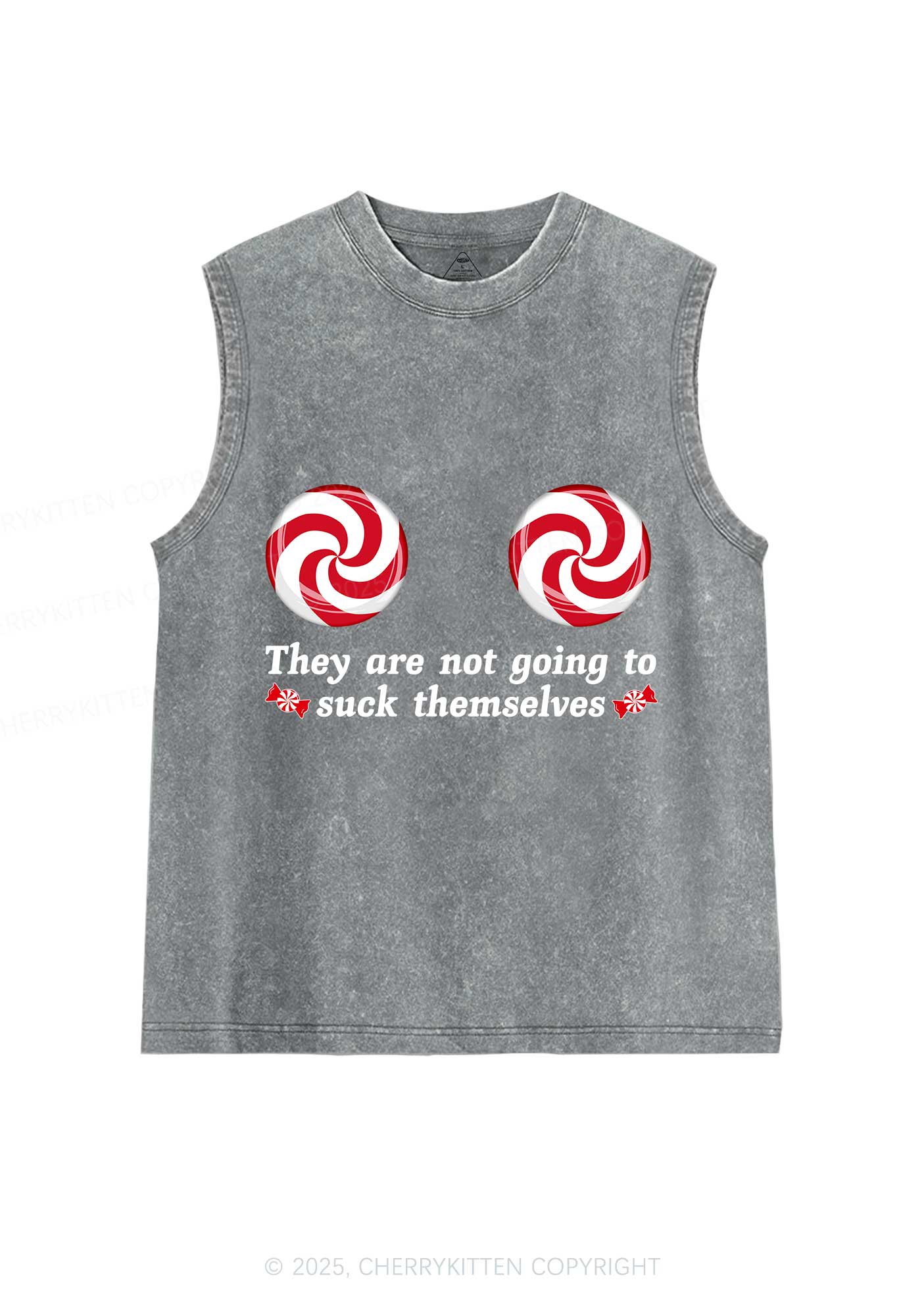 Christmas Suxk Themselves Y2K Washed Muscle Tank Cherrykitten