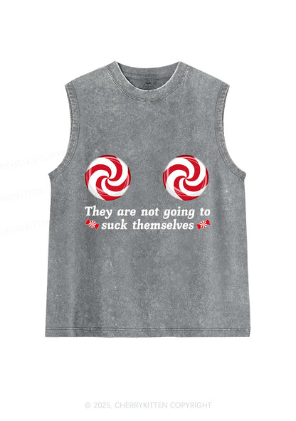 Christmas Suxk Themselves Y2K Washed Muscle Tank Cherrykitten