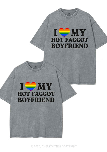 Love My Hot Faggot BF Y2K Valentine's Day Washed Tee Cherrykitten