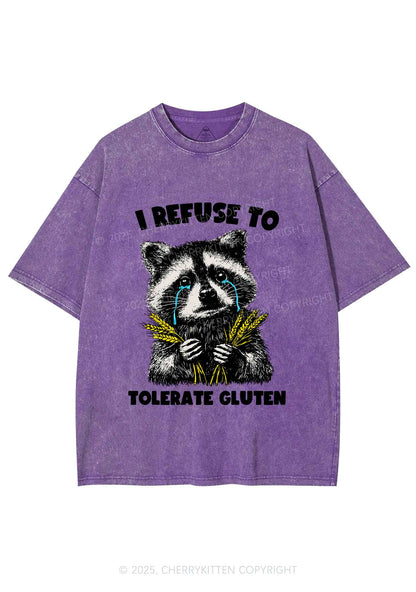 Refuse To Tolerate Gluten Y2K Shirts Washed Tee Cherrykitten