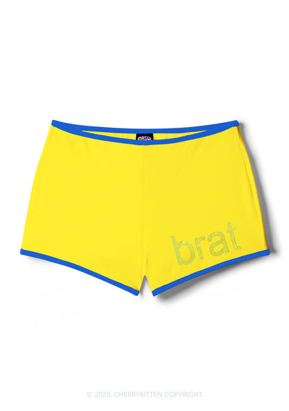 Rhinestone Mini Green Brat Y2K Booty Shorts Cherrykitten