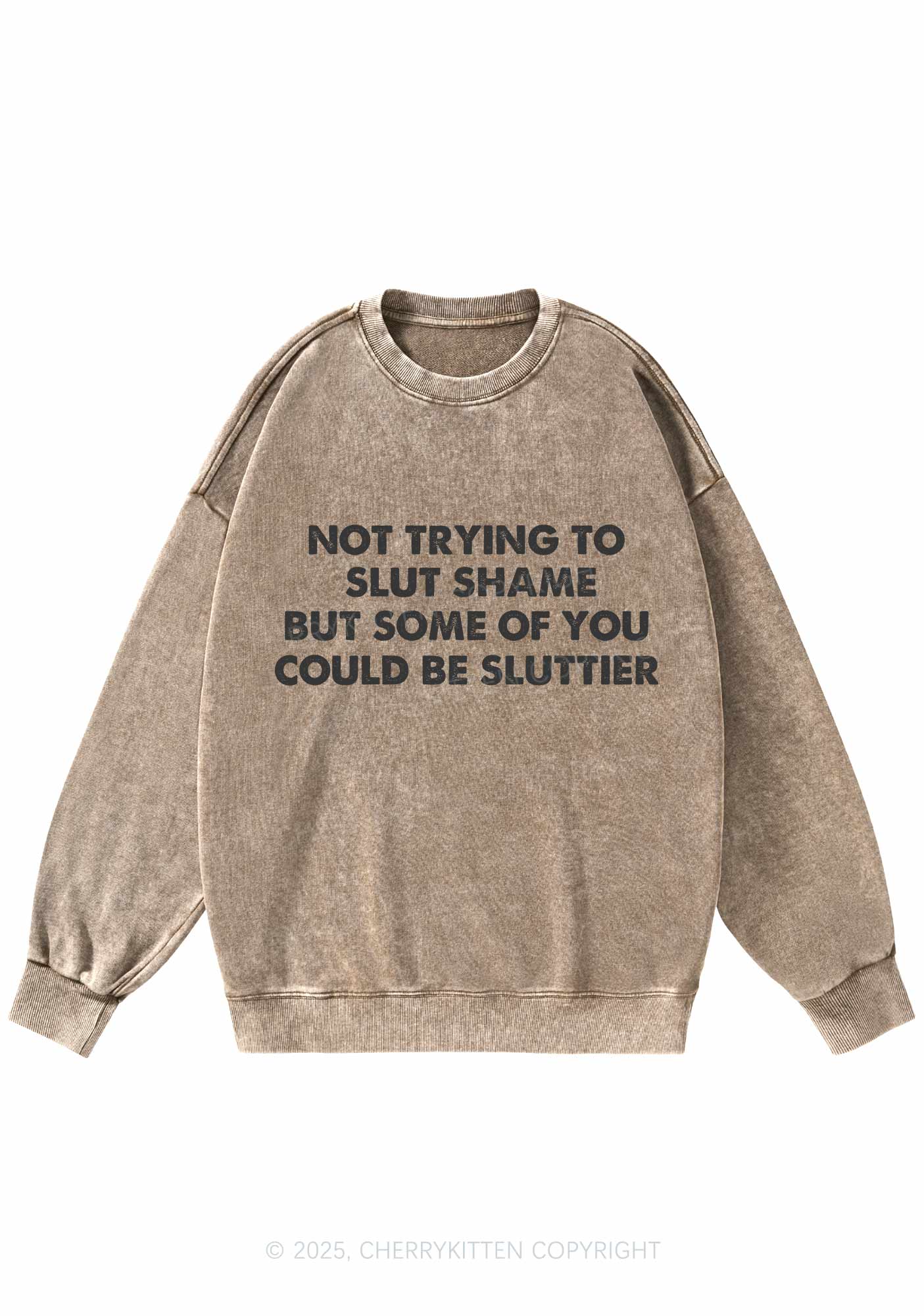 Not Trying To Slxt Shame Y2K Washed Sweatshirts Cherrykitten