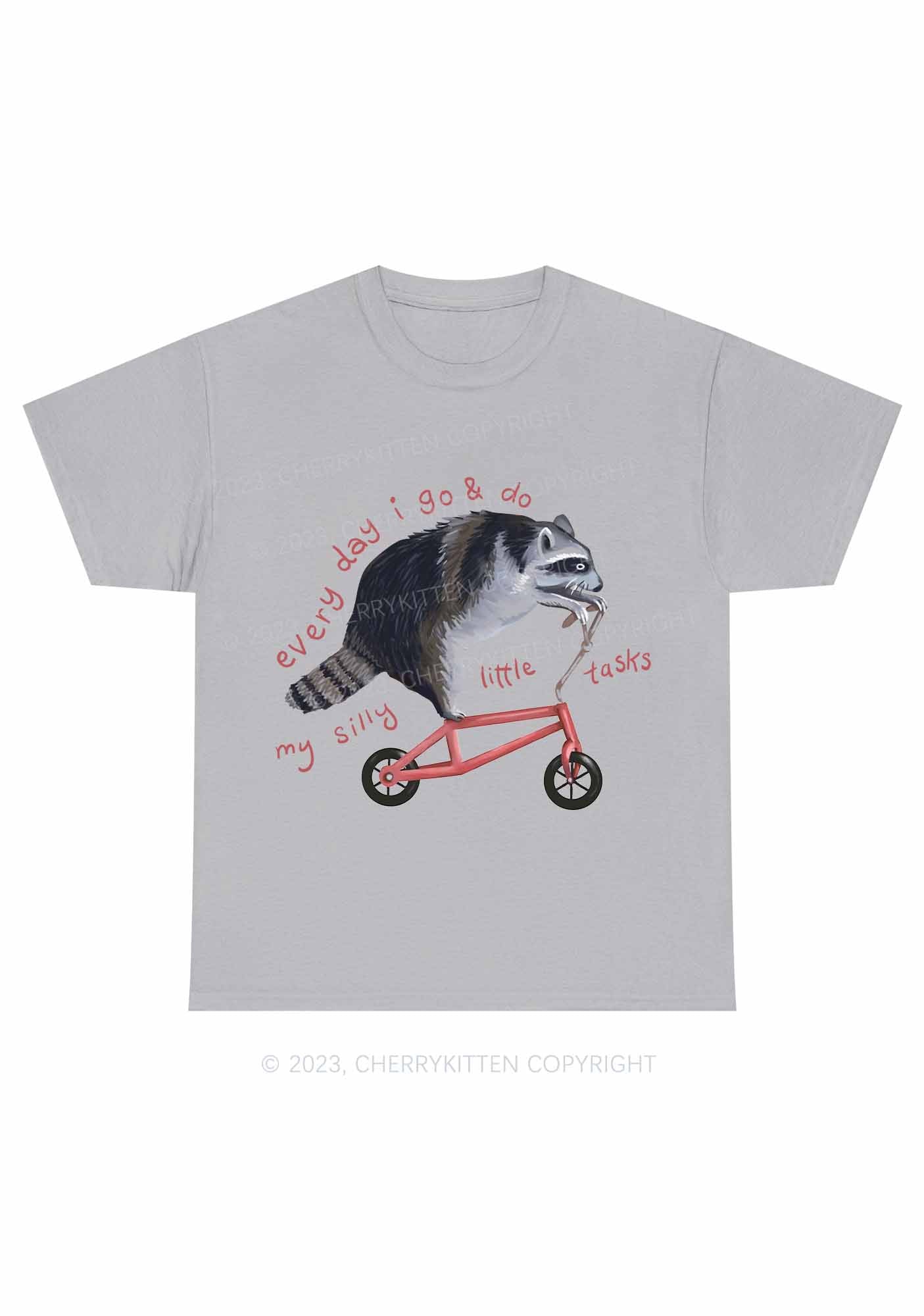 Raccoon On Bicycle Y2K Chunky Shirt Cherrykitten