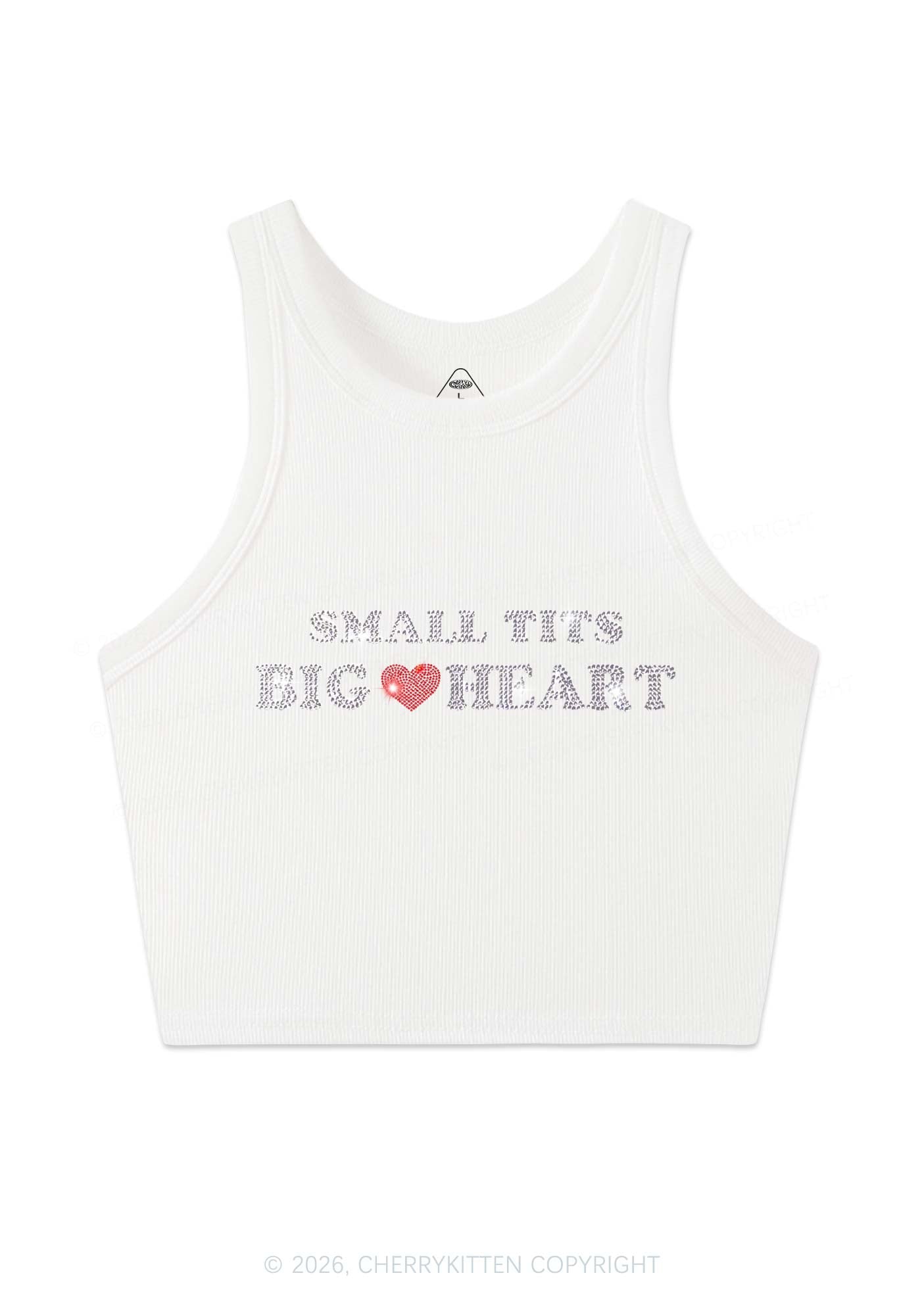 Rhinestone Big Heart Y2K Crop Tank Top Cherrykitten