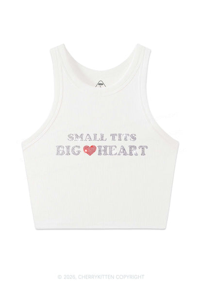 Rhinestone Big Heart Y2K Crop Tank Top Cherrykitten