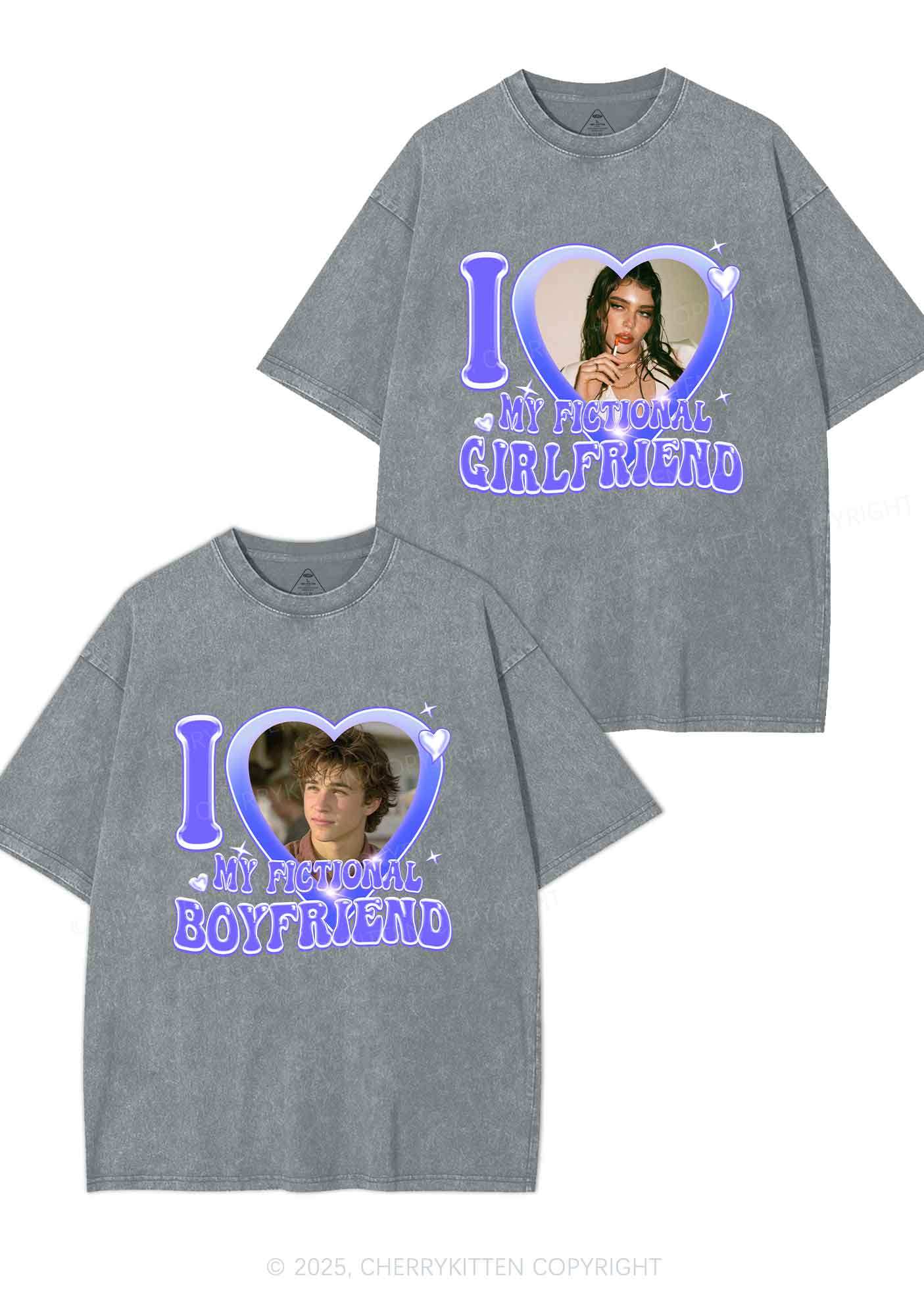 I Love My Fictional GF BF Y2K Valentine's Day Washed Tee Cherrykitten