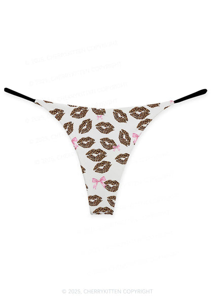 Leopard Lip Print Valentine's Day Y2K Print Couples Boxer Thong Set Cherrykitten