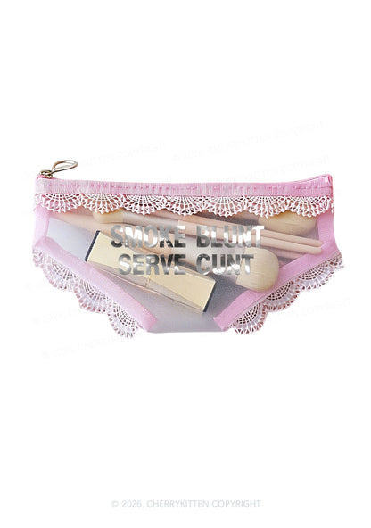 Smoke Blunt Silver Foil Printed Y2K Briefs Shape Cosmetic Pouch Cherrykitten