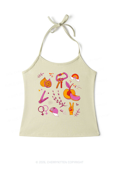 Lesbian Symbols Pride Y2K Halter Neck Cami Cherrykitten