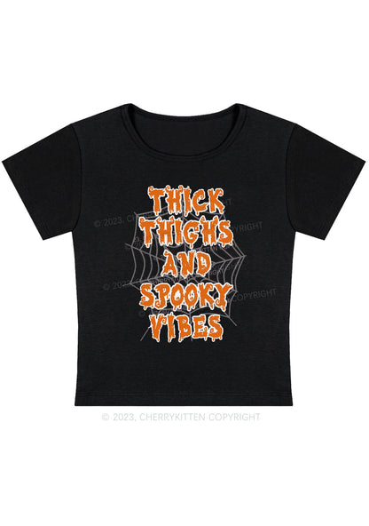 Thick Thighs Spooky Vibes Halloween Baby Tee Cherrykitten
