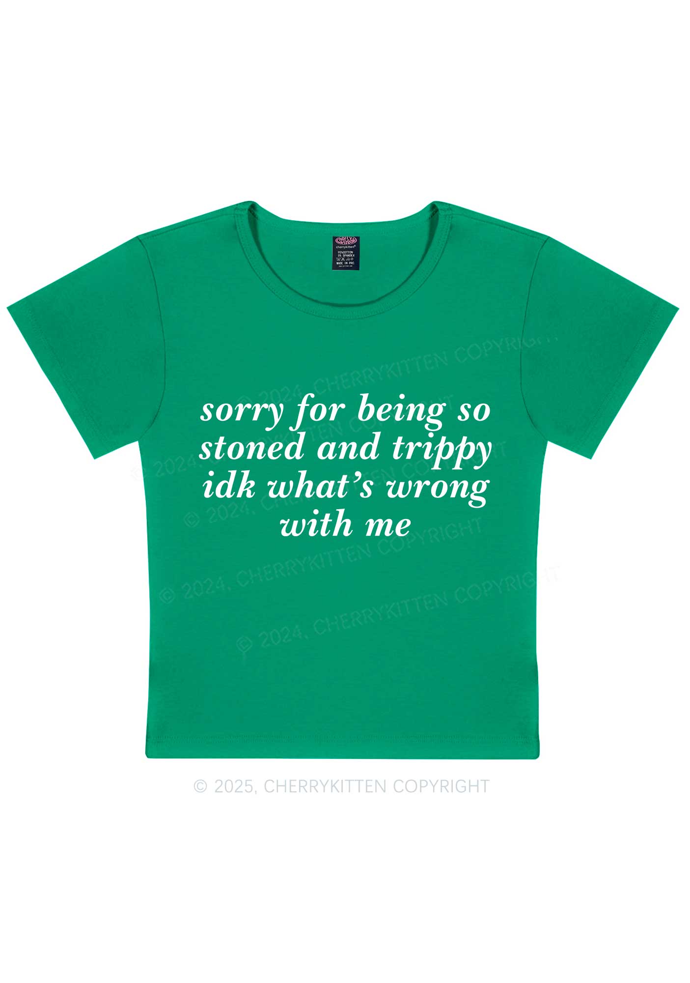 Sorry For Being Stoned And Trippy Y2K Baby Tee Cherrykitten