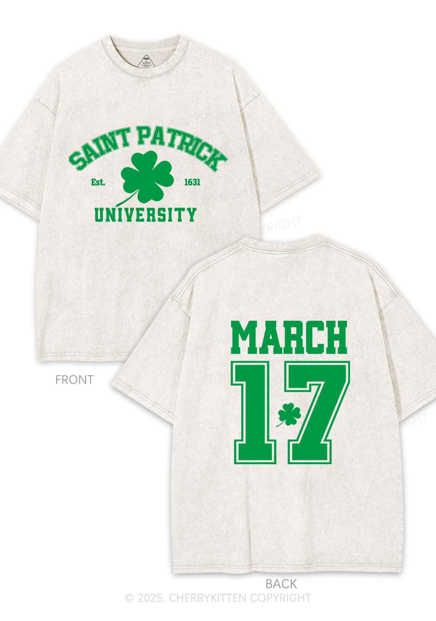Saint Patrick University Two Sides St Patricks Y2K Shirts Washed Tee Cherrykitten