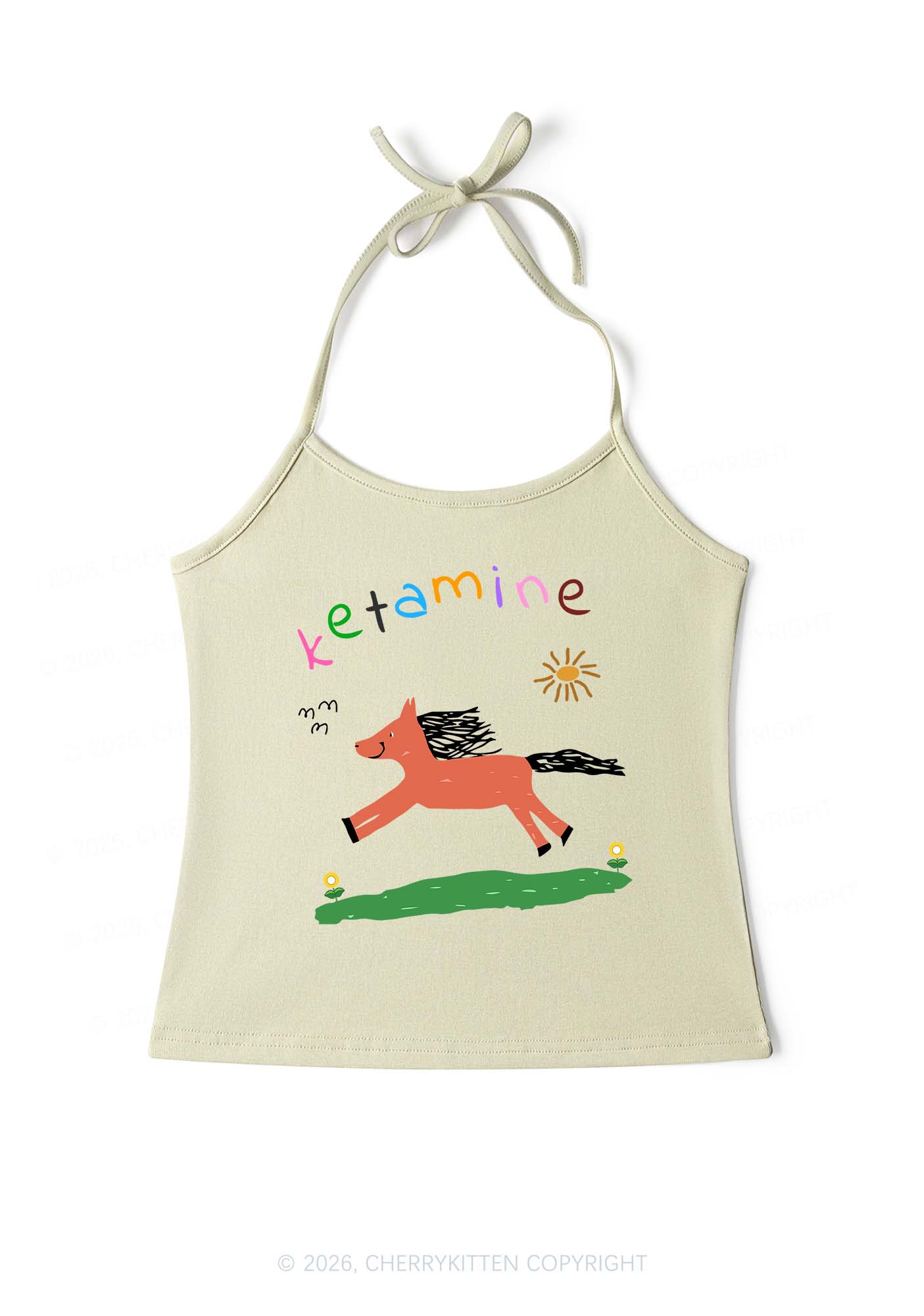 Orange Pony Y2K Halter Neck Cami Cherrykitten