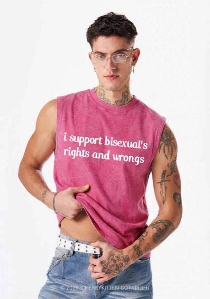 I Support Bisexuals Pride Y2K Washed Muscle Tank Cherrykitten