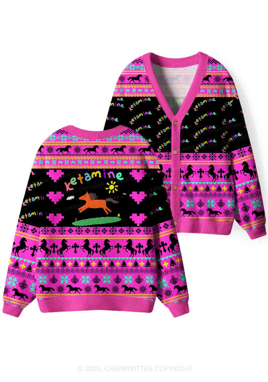 Orange Pony Y2K Christmas Cardigan Knit Sweatshirt Cherrykitten