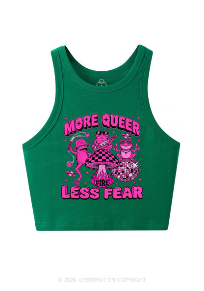 More Queer Less Fear Pride Y2K Crop Tank Top Cherrykitten
