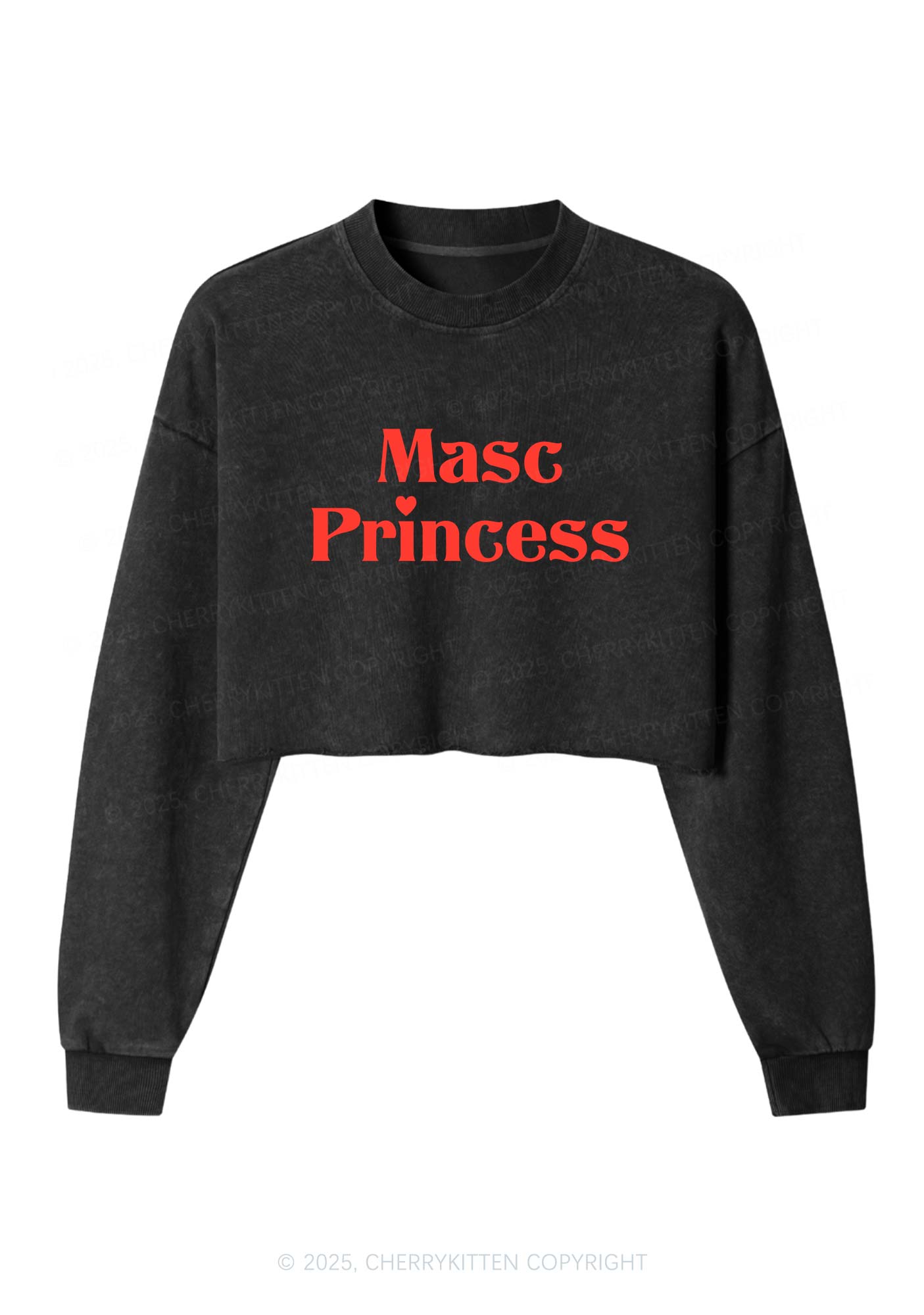 Masc Princess Pride Y2K Crop Washed Sweatshirts Cherrykitten