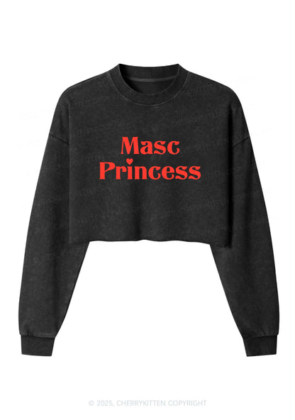Masc Princess Pride Y2K Crop Washed Sweatshirts Cherrykitten