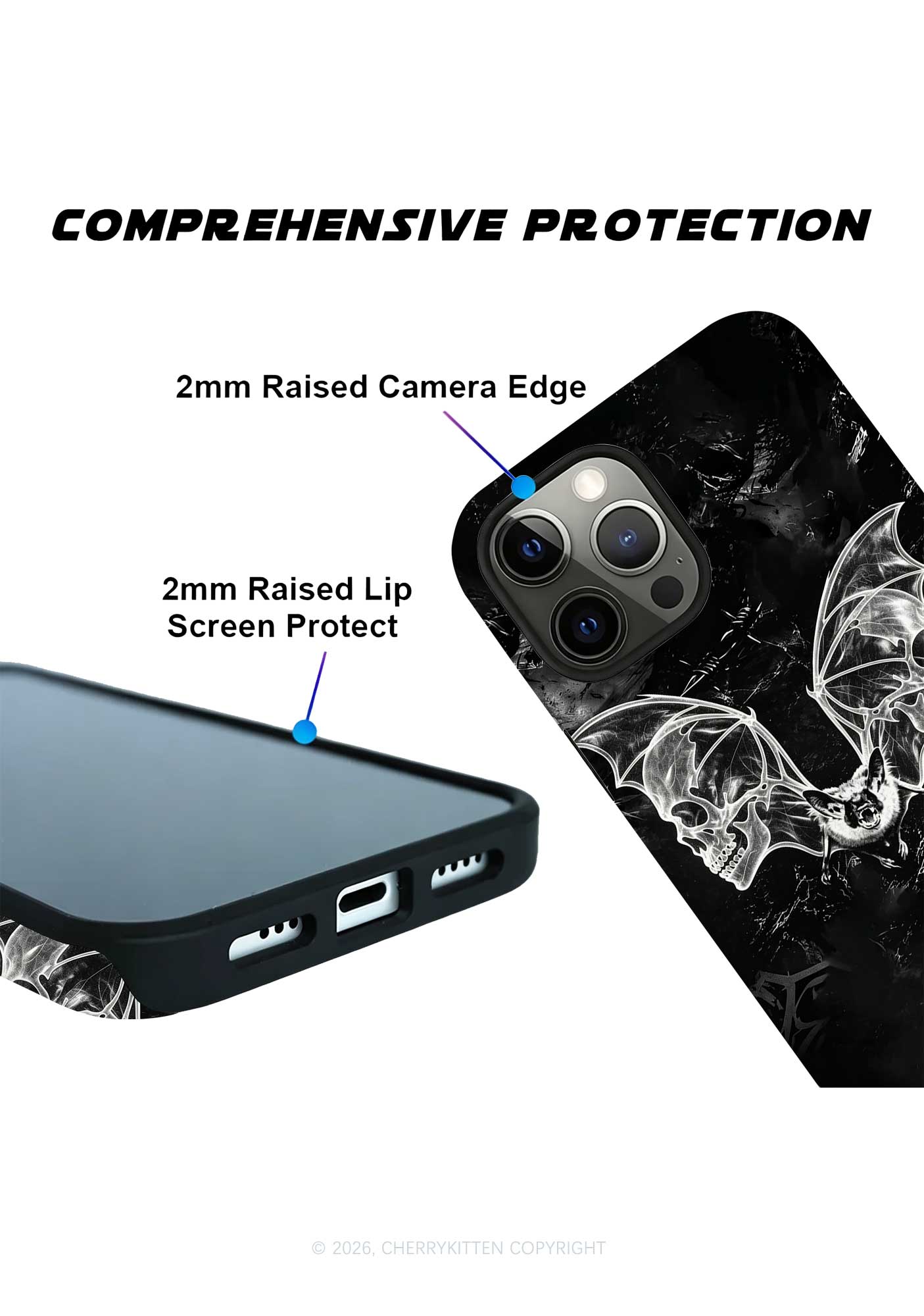 Halloween Bat Skeleton Wings Y2K Phone Case Cherrykitten