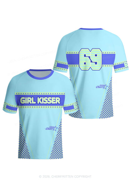 Blue Girl Kisser Pride Y2K Football Jersey Shirts Cherrykitten