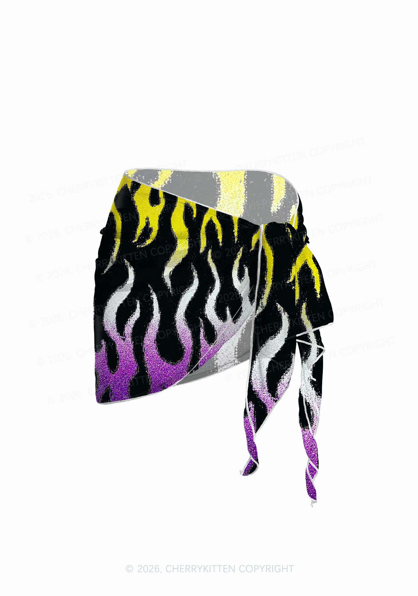 Nonbinary Flame Pride Y2K Print Bikini Set Cherrykitten