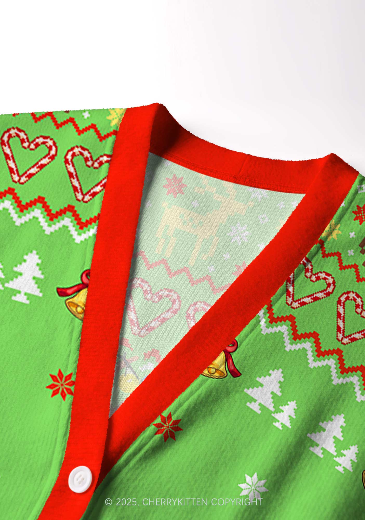 Girl Reindeer Y2K Christmas Cardigan Knit Sweatshirt Cherrykitten