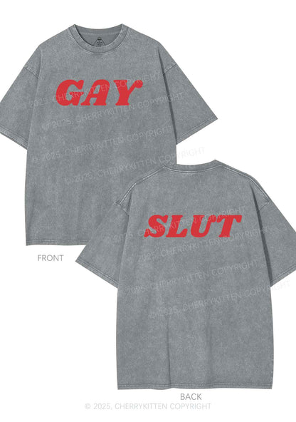 Gay Slxt Two Sides Pride Y2K Shirts Washed Tee Cherrykitten
