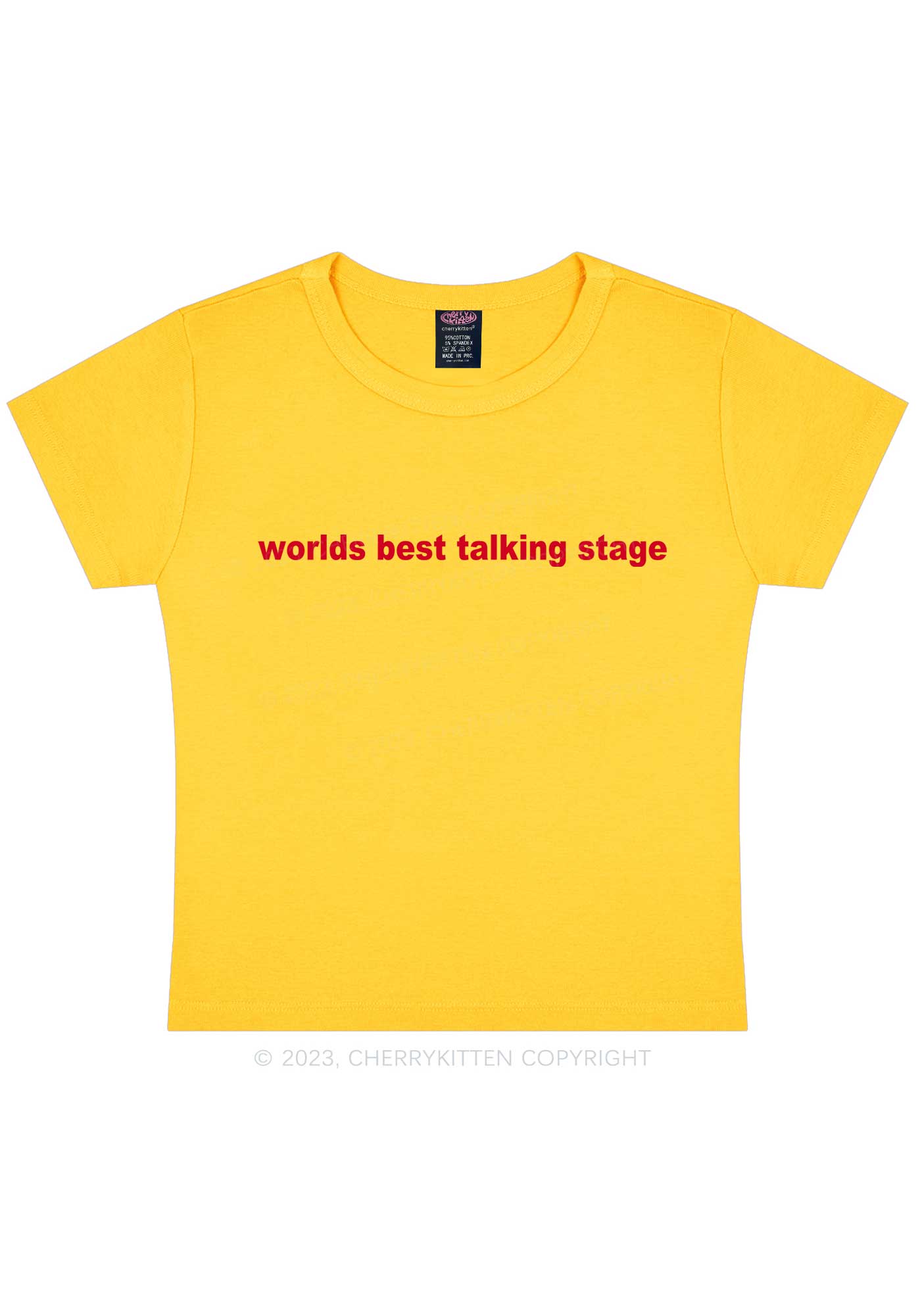 Worlds Best Talking Stage Y2K Baby Tee Cherrykitten