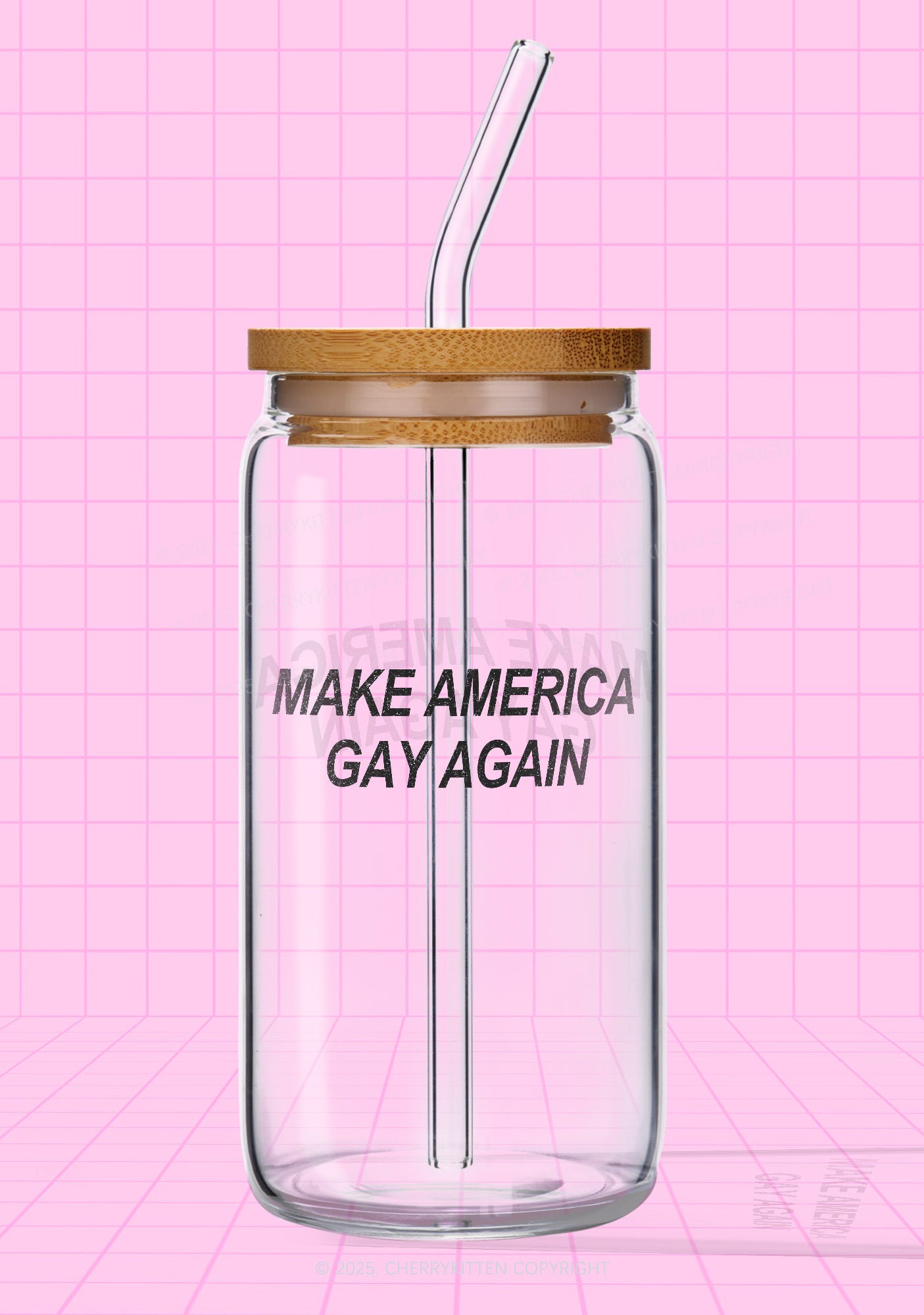 Make America Gay Again Pride Y2K Printed Glass Cup Cherrykitten