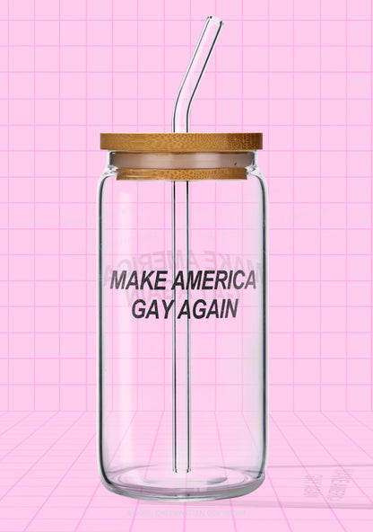 Make America Gay Again Pride Y2K Printed Glass Cup Cherrykitten