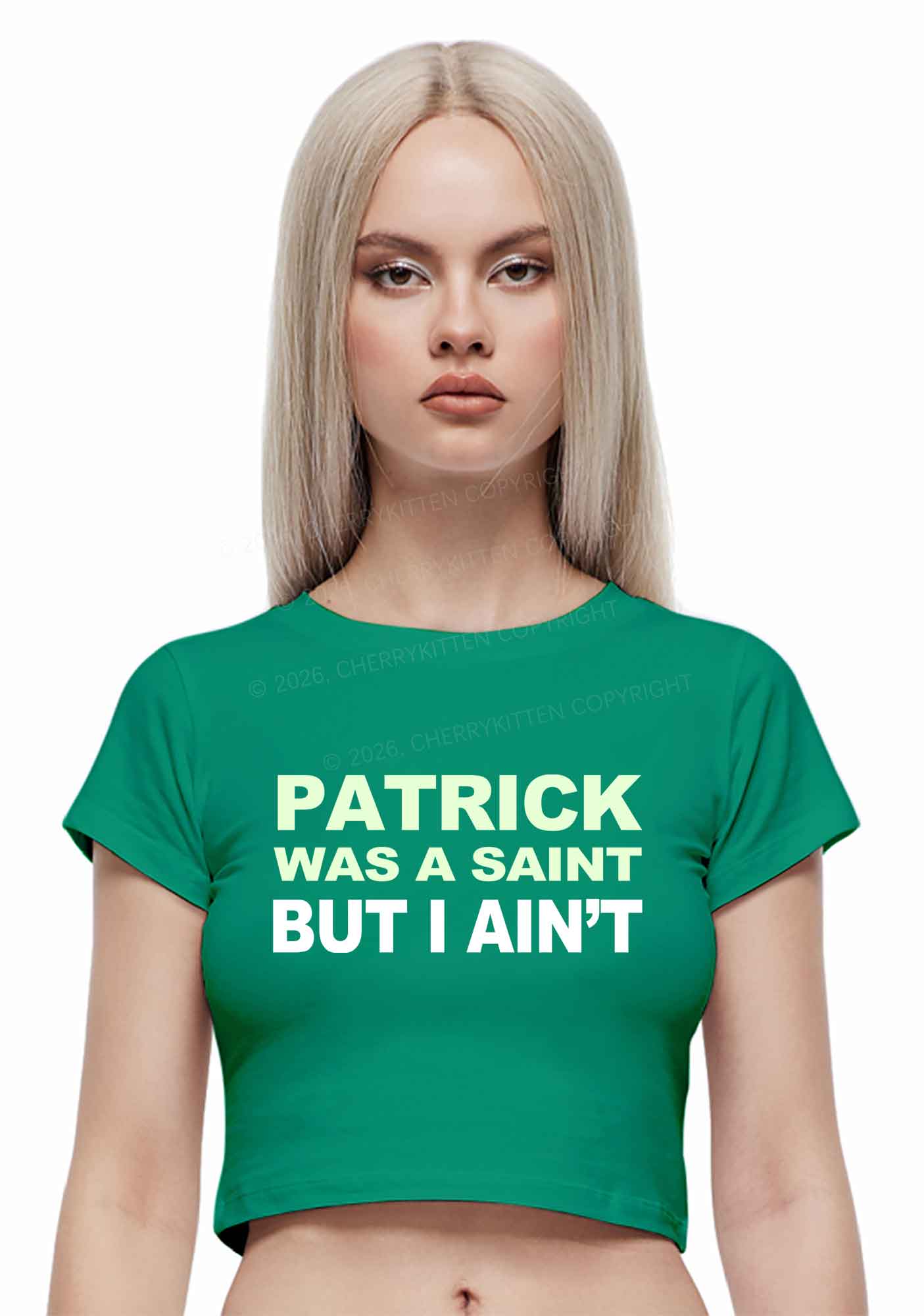 Patrick Was A Saint St Patricks Y2K Baby Tee Cherrykitten