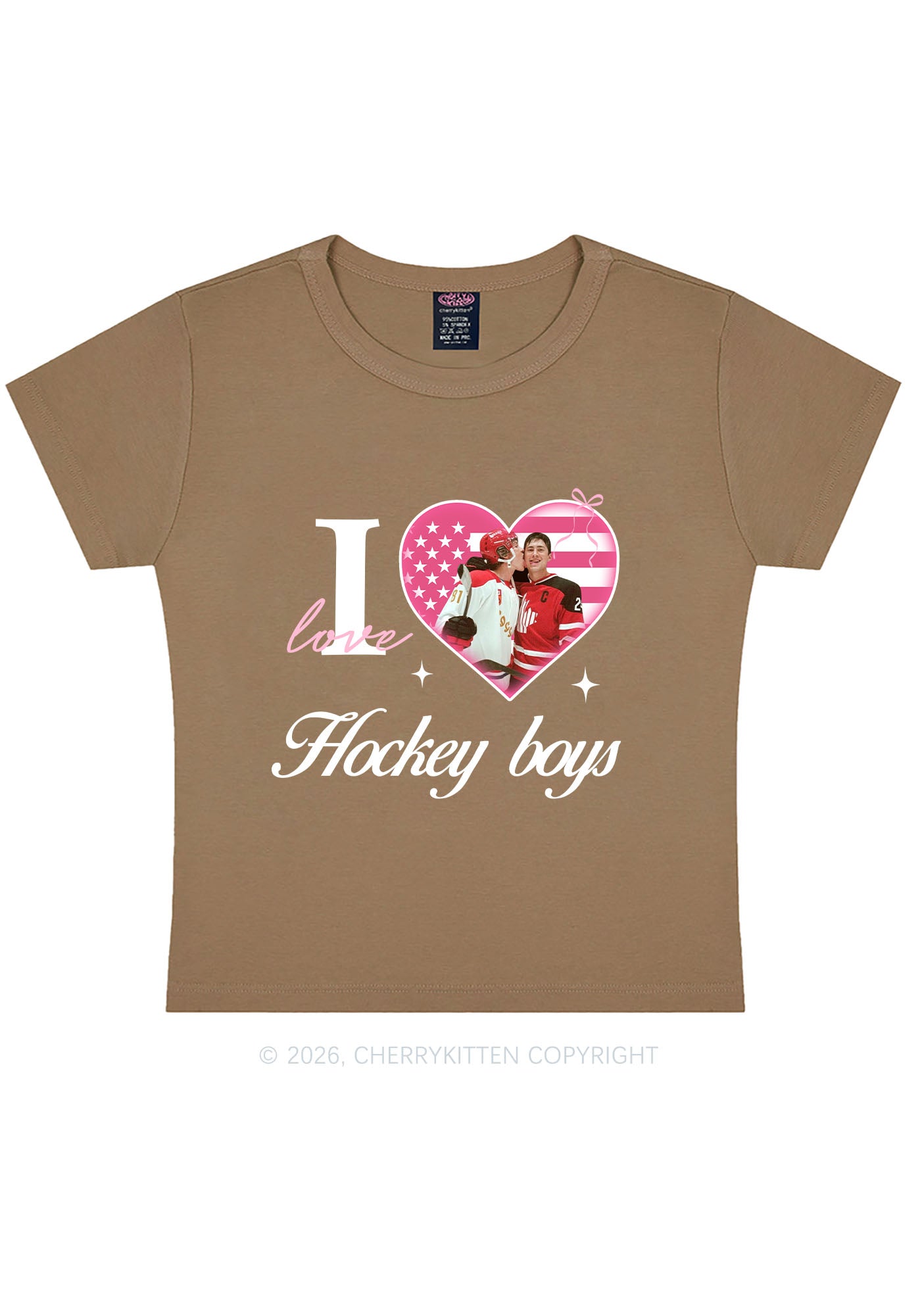I Love US Hockey Boys HR Y2K Baby Tee Cherrykitten