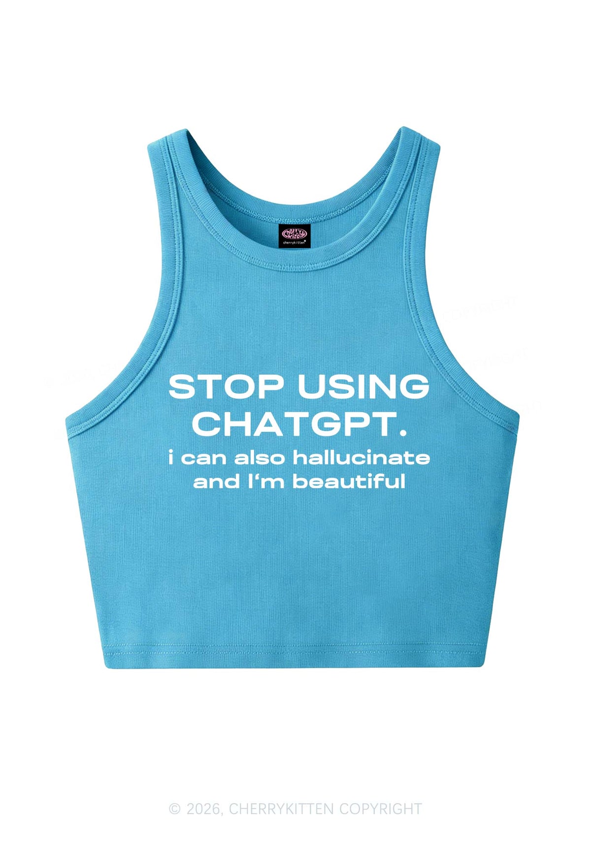 Stop Using GPT Y2K Crop Tank Top Cherrykitten
