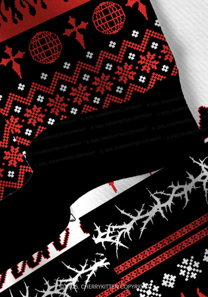 From Hell With Love Y2K Christmas Cardigan Knit Sweatshirt Cherrykitten