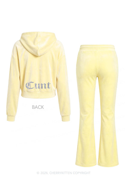Glitter Cxxt Y2K Velvet Tracksuit Set Cherrykitten
